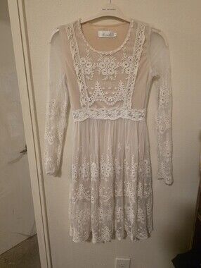 Chicwish Cream Floral Embroidered Sheer Top